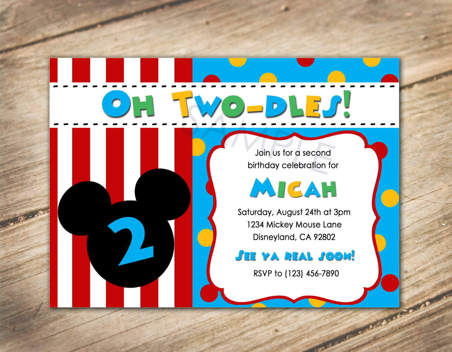 Best ideas about Oh Twodles Birthday Invitations
. Save or Pin Oh Two dles 2nd Birthday Mickey Disney Theme Invitation Now.