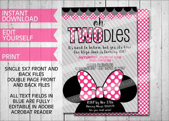 Best ideas about Oh Twodles Birthday Invitations
. Save or Pin Oh Twodles Invitations Minnie Mouse Inspired Printable Now.