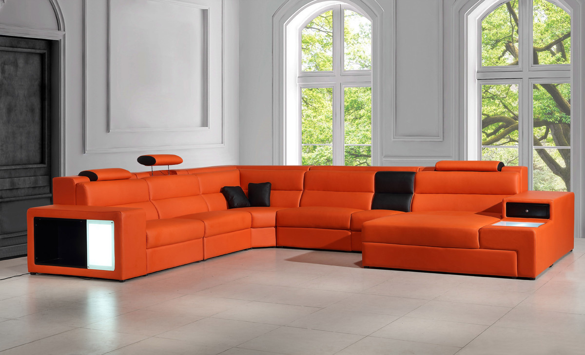 Best ideas about Orange Leather Sofa
. Save or Pin Polaris Orange Italian Leather Sectional Sofa Now.