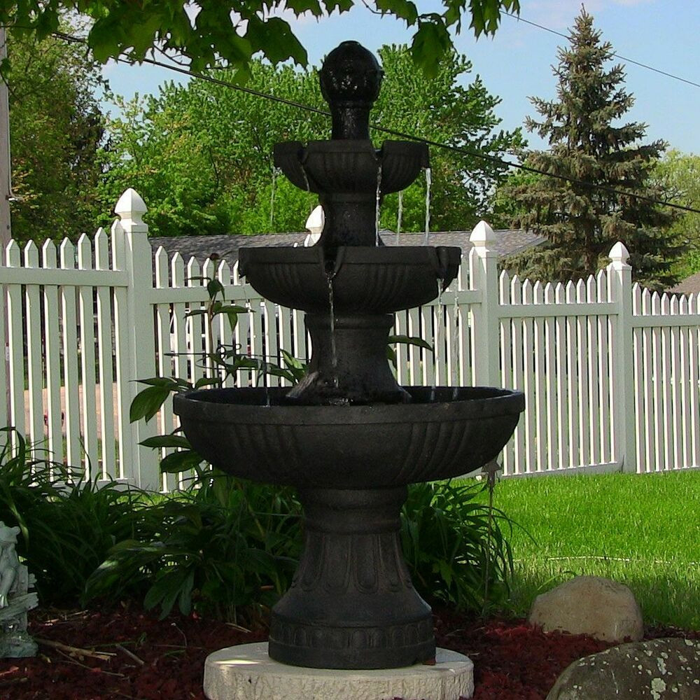 Best ideas about Outdoor Water Fountain
. Save or Pin Sunnydaze 43H Tall Flower Blossom Black 3 Tier Water Now.
