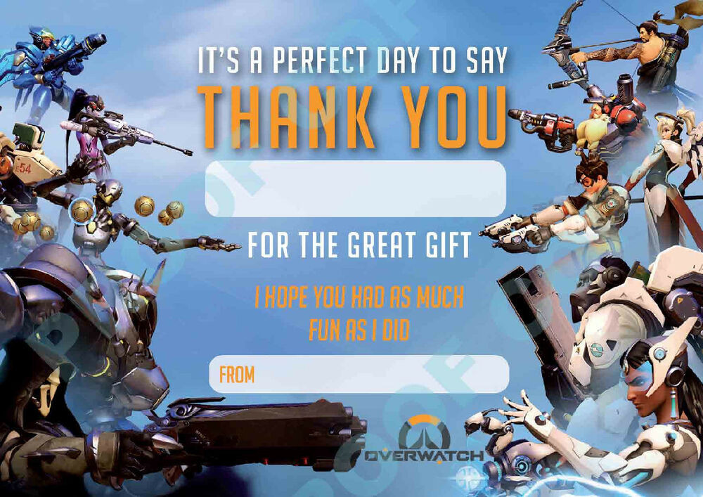 Best ideas about Overwatch Birthday Card
. Save or Pin OVERWATCH Pack of 10 THANK YOU CARDS Kids Children Now.