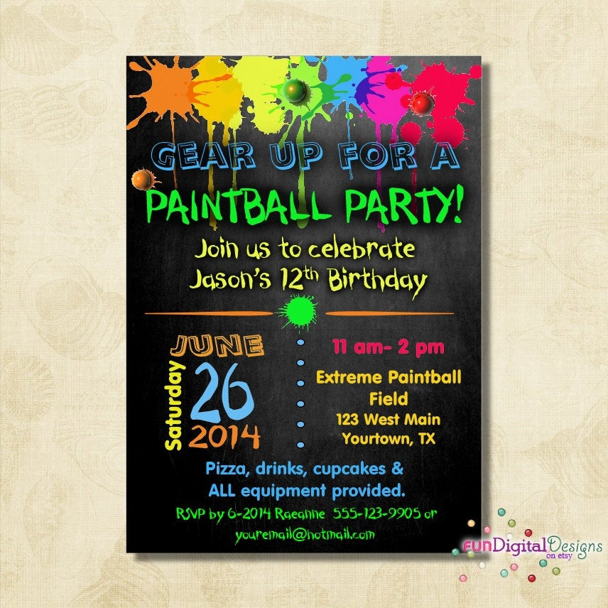 Best ideas about Paintball Birthday Invitations
. Save or Pin Birthday Paintball Party Invitation Birthday Party Boys Now.
