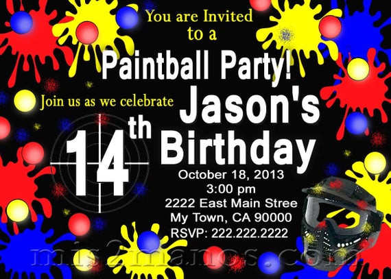 Best ideas about Paintball Birthday Invitations
. Save or Pin Paintball Birthday Party Invitation Teen Birthday Party Boy Now.