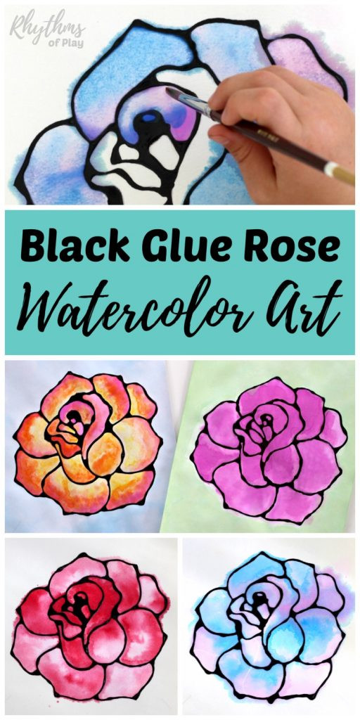 Best ideas about Painting Craft Ideas For Adults
. Save or Pin Black Glue Rose Watercolor Resist Art Project Now.