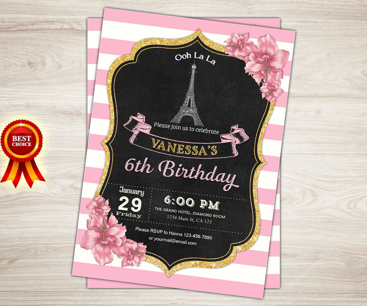 Best ideas about Paris Themed Birthday Invitations
. Save or Pin Paris Invitation Paris 1st Birthday Invitation Girl Pink and Now.