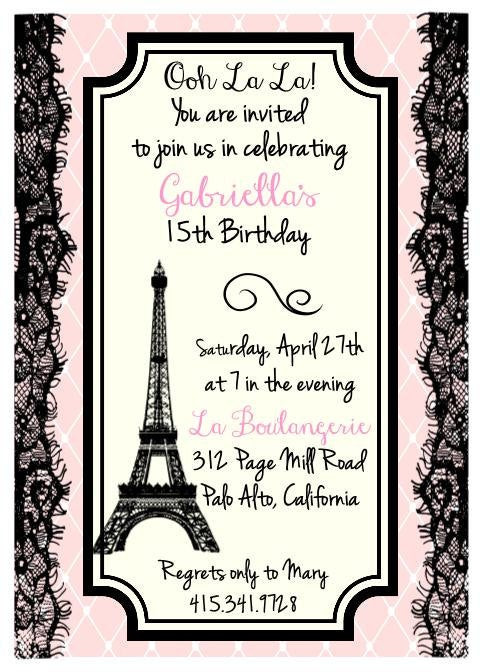 Best ideas about Paris Themed Birthday Invitations
. Save or Pin Printed Eiffel Tower Parisian Theme Birthday Bridal Shower Now.