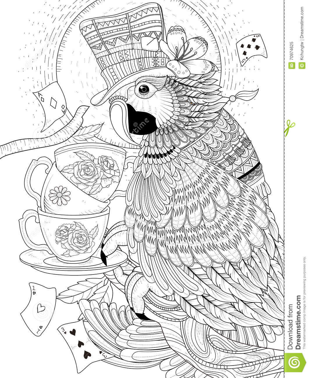 Best ideas about Parrot Coloring Pages For Adults
. Save or Pin Magician Parrot Adult Coloring Page Stock Illustration Now.