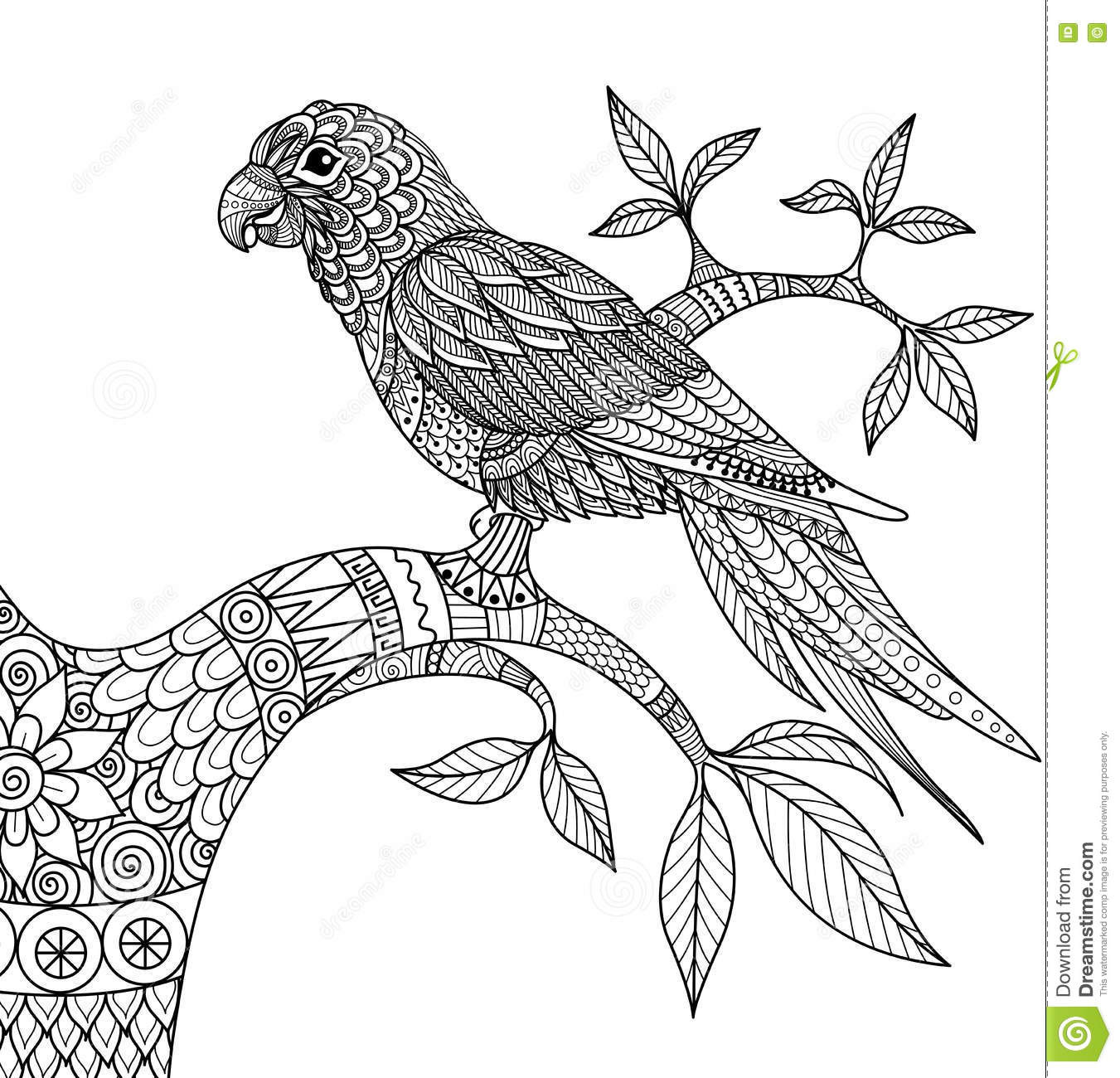 Best ideas about Parrot Coloring Pages For Adults
. Save or Pin Doodle Design Parrot Branch For Adult Coloring Book Now.