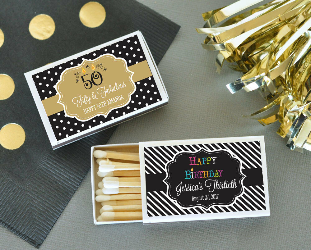 Best ideas about Party Favours For 50th Birthday
. Save or Pin 50 Personalized Birthday Theme Match Boxes Birthday Party Now.