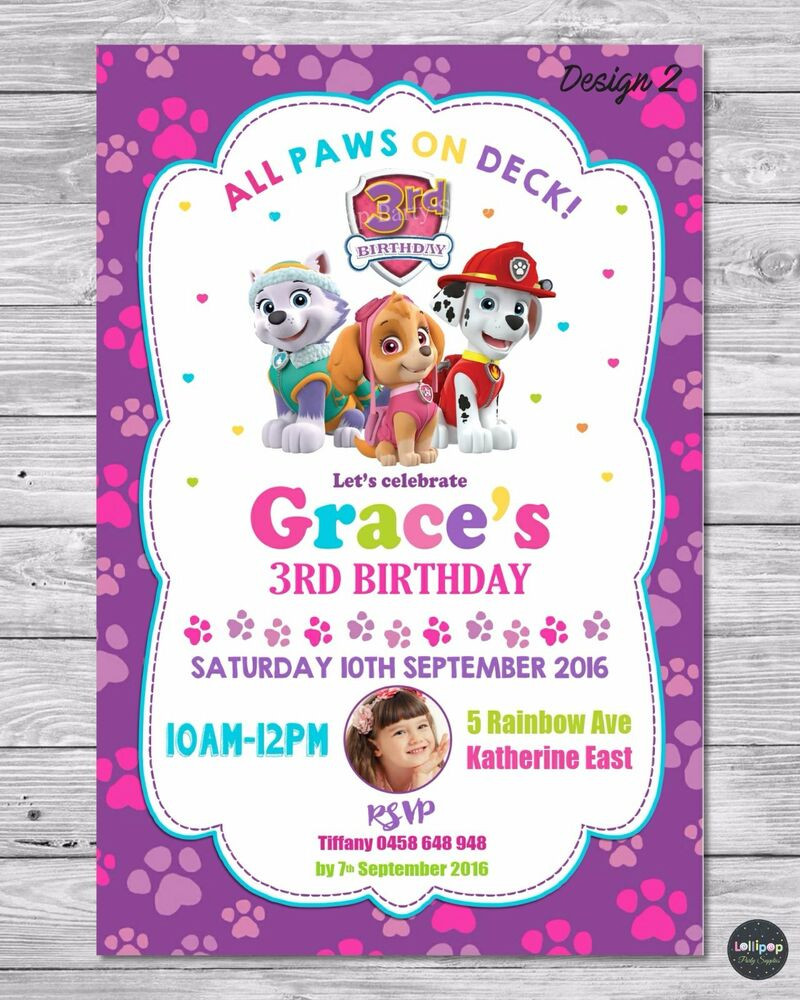 Best ideas about Paw Patrol Birthday Decorations Girl
. Save or Pin PAW PATROL GIRL INVITATION INVITE BIRTHDAY PARTY CARD Now.