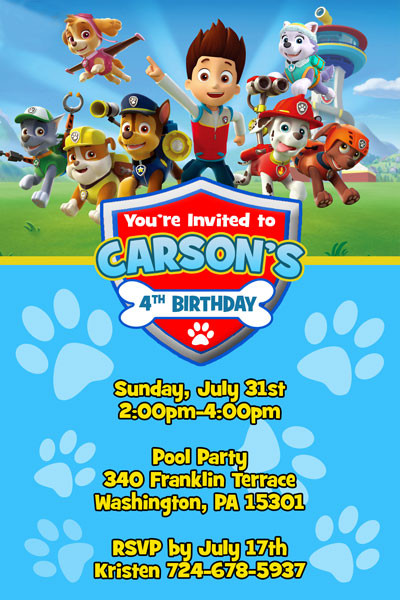 Best ideas about Paw Patrol Birthday Invitations With Photo
. Save or Pin Paw Patrol Invitations from General Prints Now.