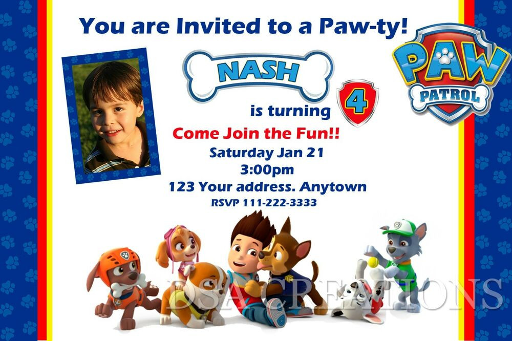 Best ideas about Paw Patrol Birthday Party Invitations
. Save or Pin PAW PATROL Birthday party invitations personalized custom Now.