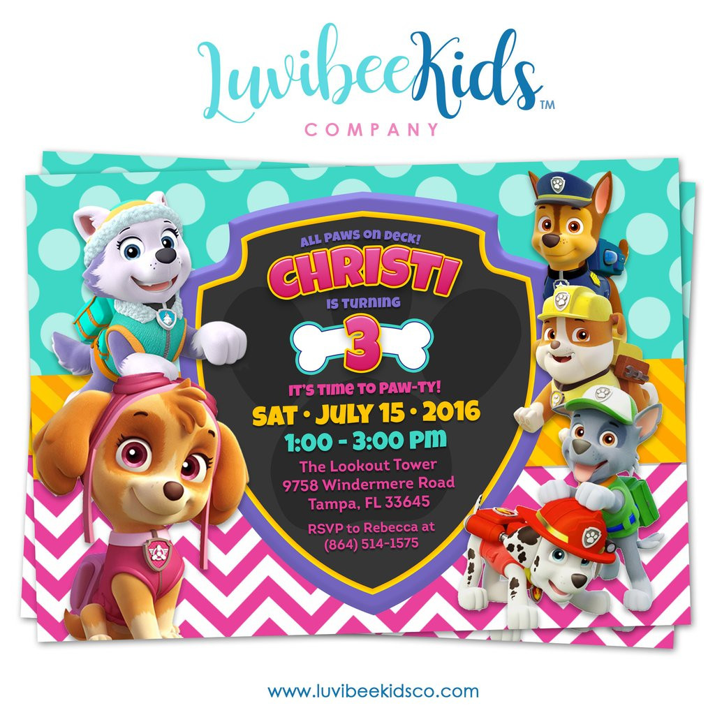 Best ideas about Paw Patrol Birthday Party Invitations
. Save or Pin Paw Patrol Birthday Invitation Girl Style – LuvibeeKidsCo Now.