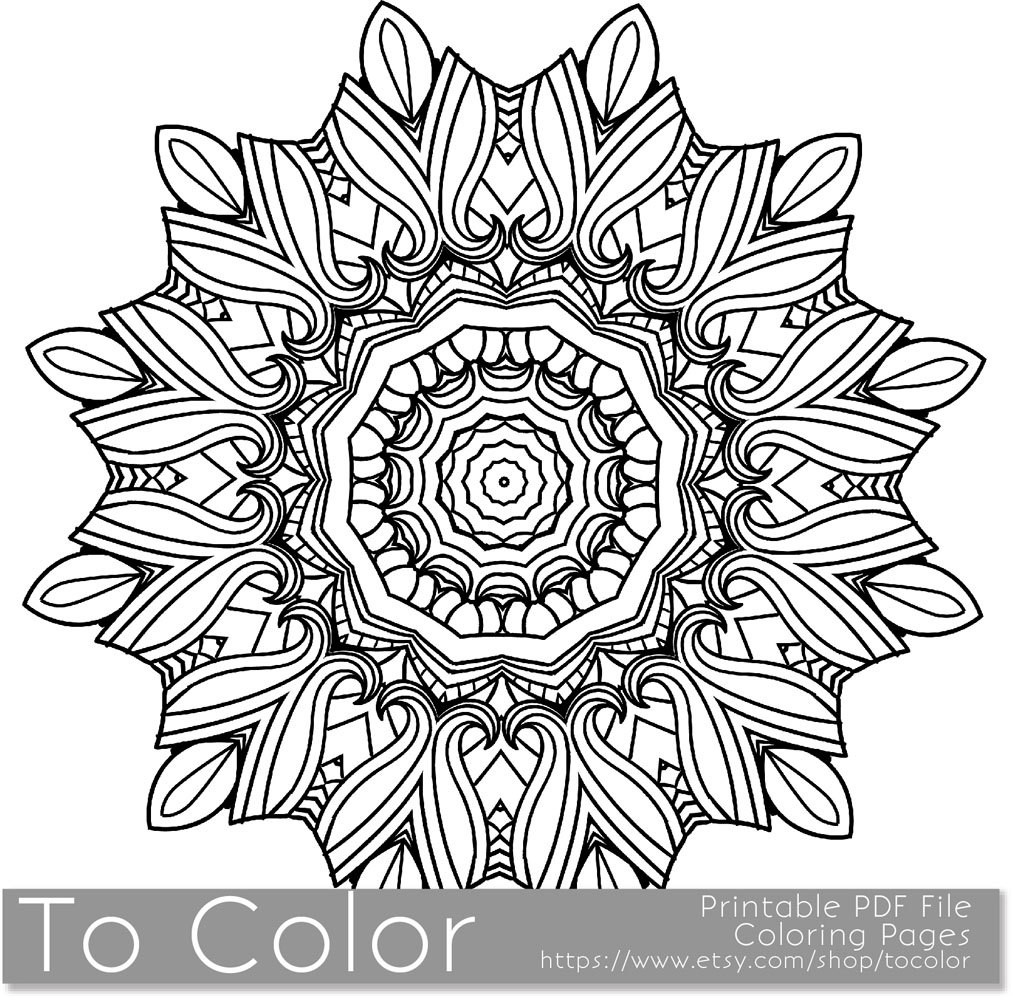 Best ideas about Pdf Coloring Pages For Adults
. Save or Pin Printable Coloring Page for Adults Mandala Pattern PDF by Now.