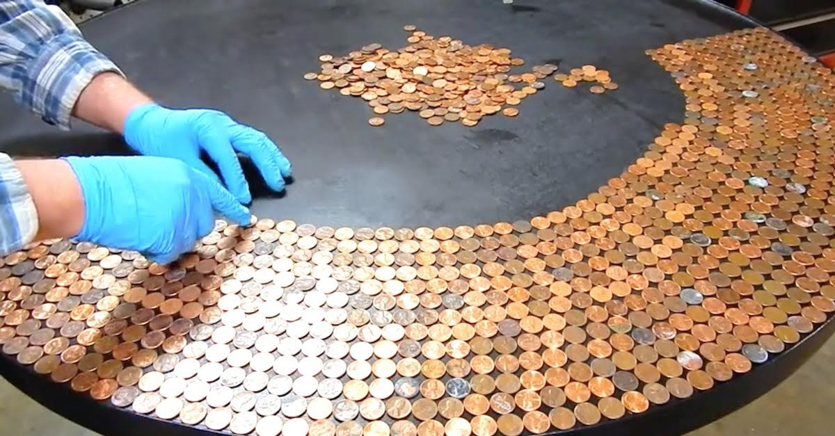 Best ideas about Penny Table DIY
. Save or Pin He Lines Up $35 50 In Pennies A Black Table 10 Hours Now.