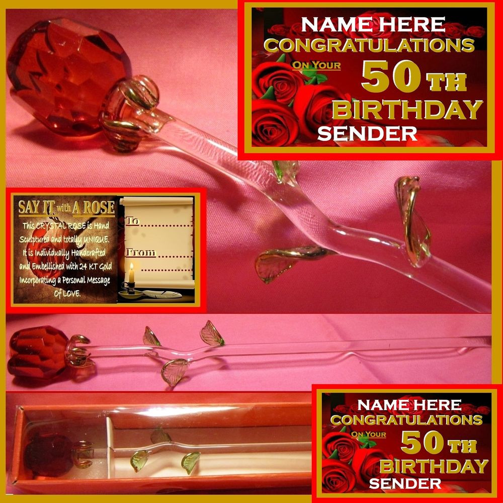 Best ideas about Personalised 50th Birthday Gifts
. Save or Pin PERSONALISED 50TH BIRTHDAY RED ROSE GLASS CONGRATULATIONS Now.