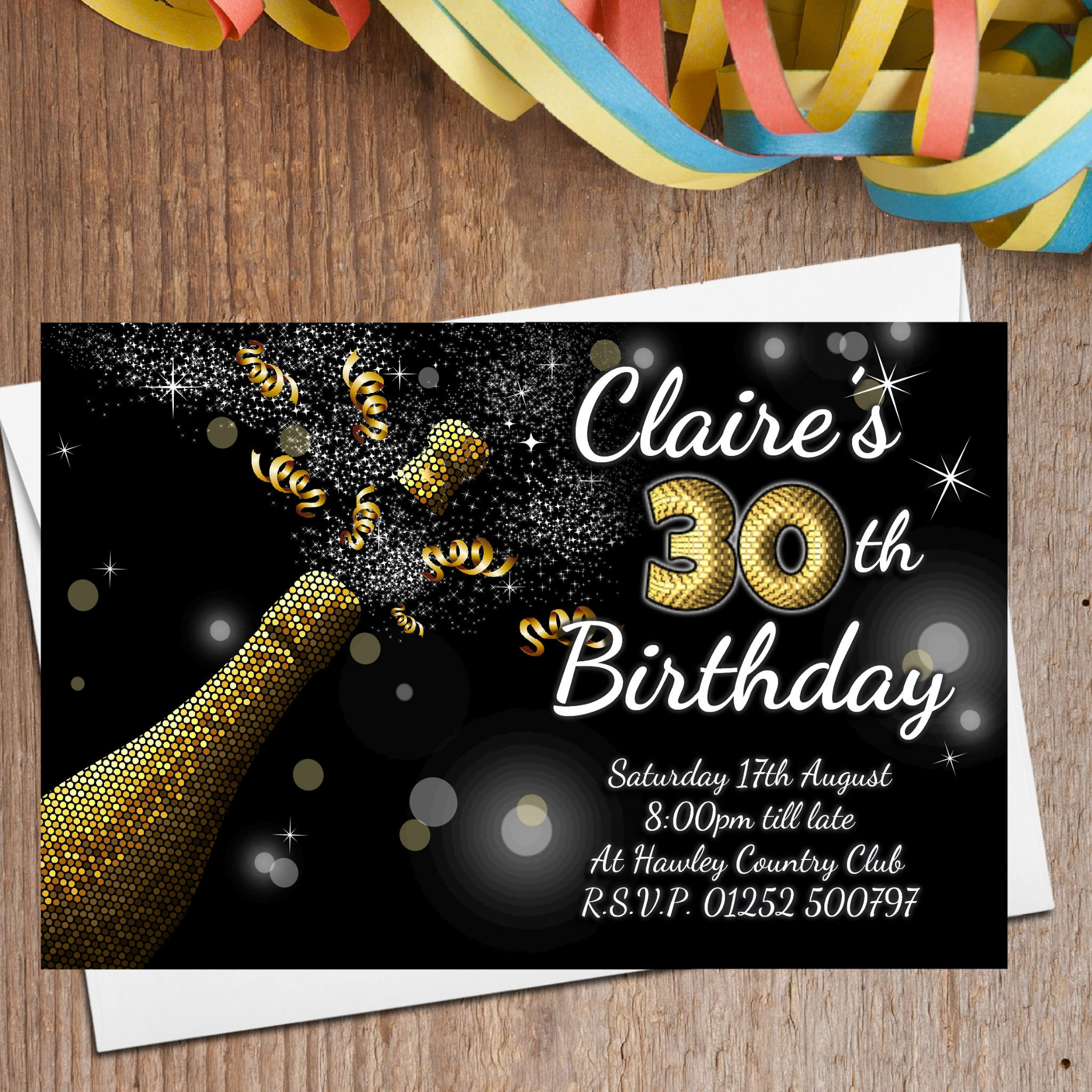 Best ideas about Personalised Birthday Decorations
. Save or Pin 10 Personalised Black & Gold Champagne Burst Birthday Now.