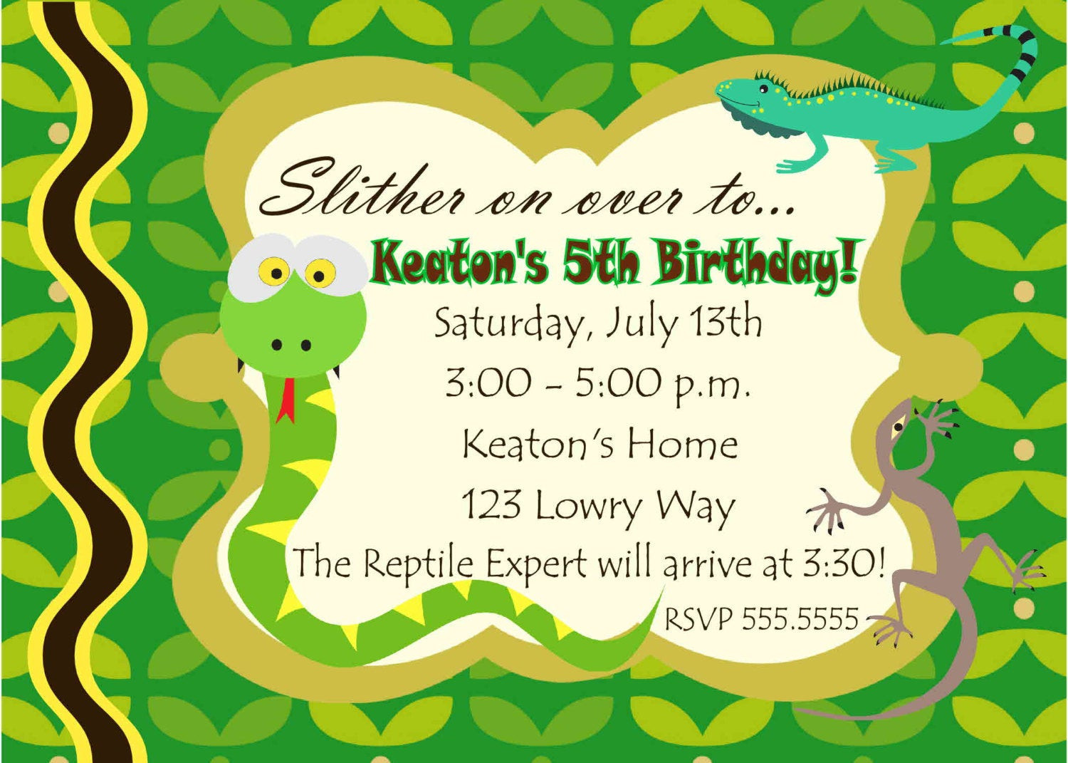 Best ideas about Photo Birthday Invitations
. Save or Pin Digital Reptile Snake Birthday Party Invitation You Now.