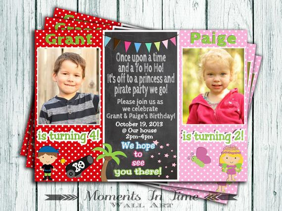 Best ideas about Pictures Birthday Invitations
. Save or Pin DOUBLE BIRTHDAY Party INVITATION With 4x6 or 5x7 Now.