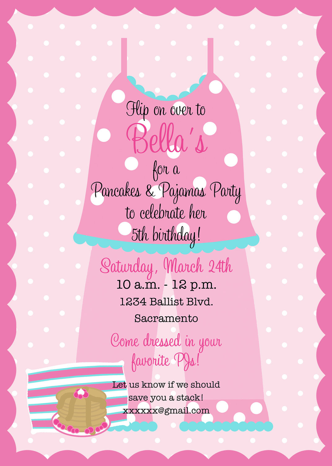 Best ideas about Pictures Birthday Invitations
. Save or Pin Pancakes and Pajamas Birthday Party Invitation PRINTABLE Now.
