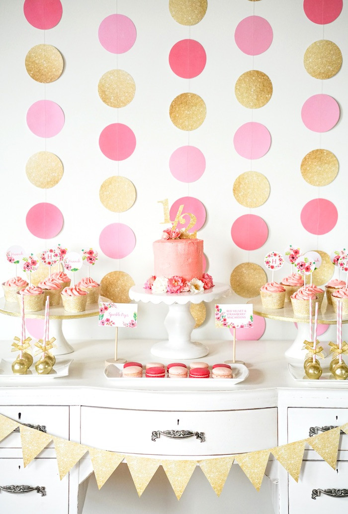 Best ideas about Pink Birthday Decorations
. Save or Pin Kara s Party Ideas Pink Gold Half Birthday Party Now.
