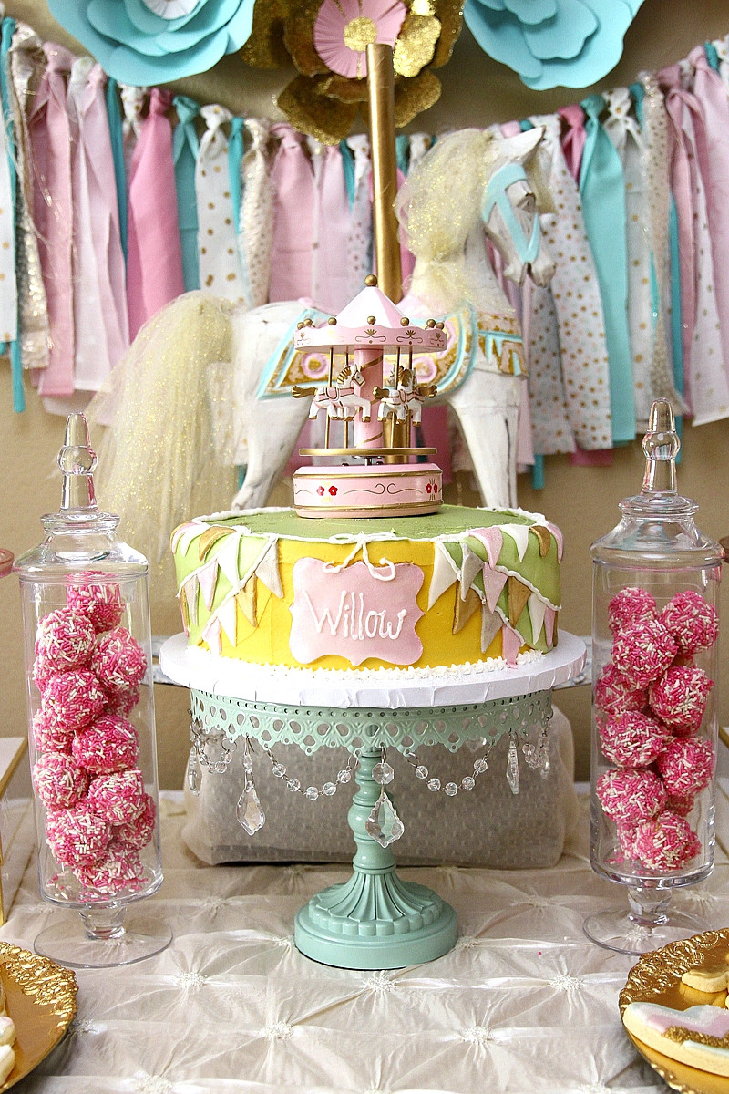 Best ideas about Pink Birthday Decorations
. Save or Pin A Pink & Gold Carousel 1st Birthday Party Party Ideas Now.