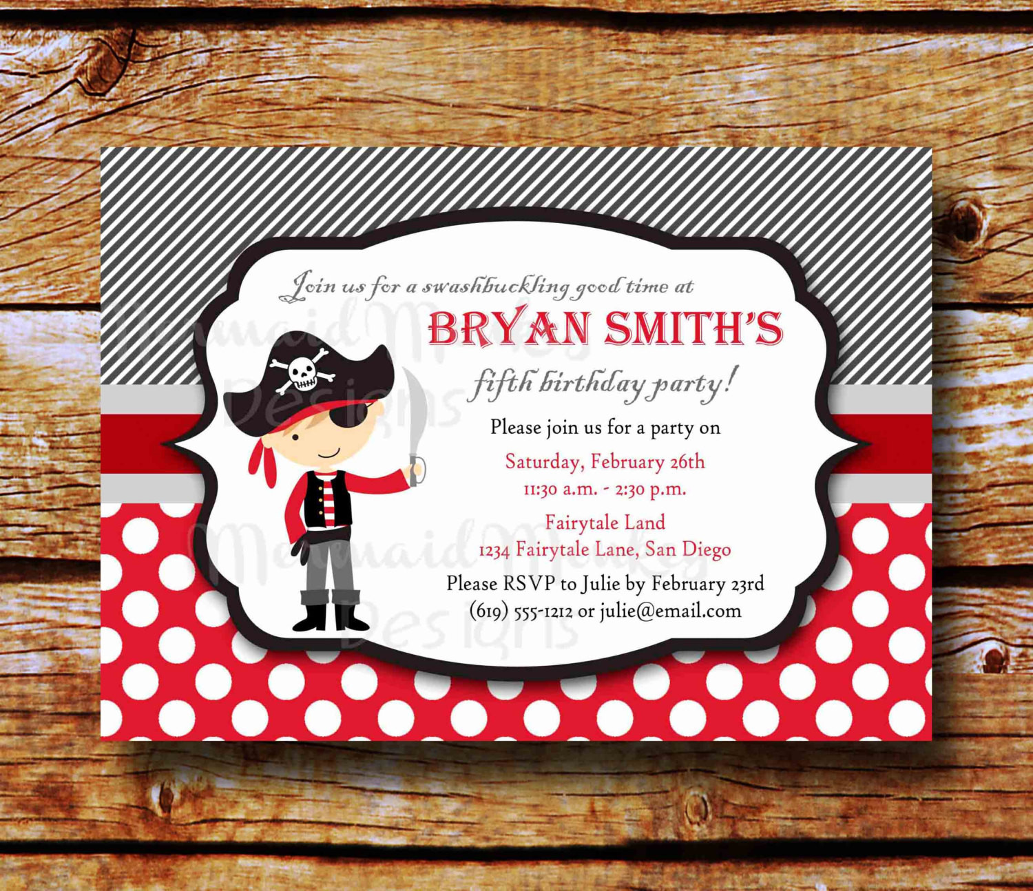 Best ideas about Pirates Birthday Invitations
. Save or Pin Pirate Birthday Invitation Pirate by MermaidMonkeyDesigns Now.