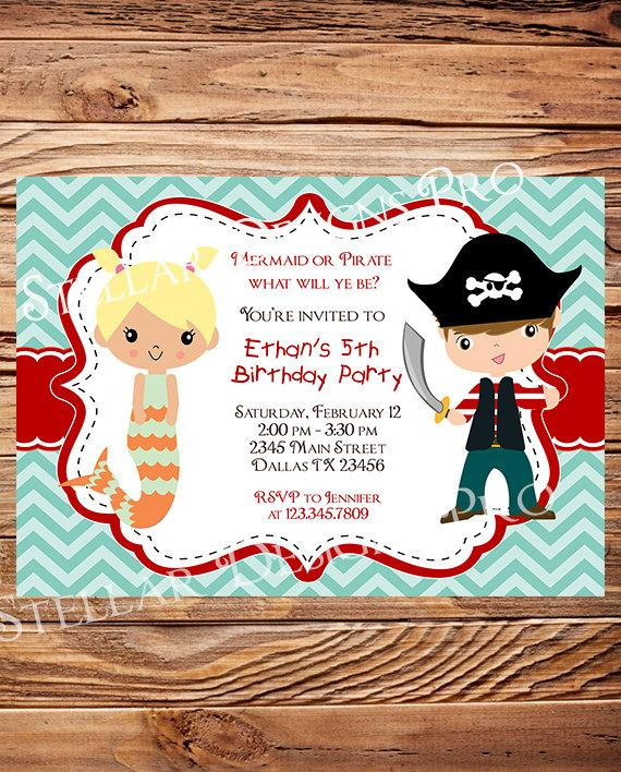 Best ideas about Pirates Birthday Invitations
. Save or Pin Mermaid Birthday Party Invitation Pirate birthday invitation Now.