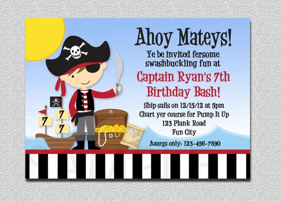 Best ideas about Pirates Birthday Invitations
. Save or Pin Pirate Birthday Invitation Pirate Party Birthday Invitation Now.