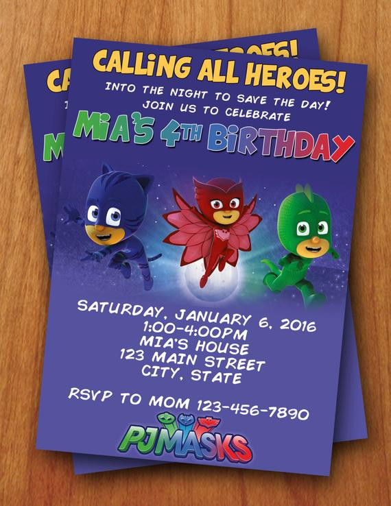 Best ideas about Pj Mask Birthday Invitations
. Save or Pin PJ Masks Digital Birthday Invitation by ThePurpleMonkeyShop Now.