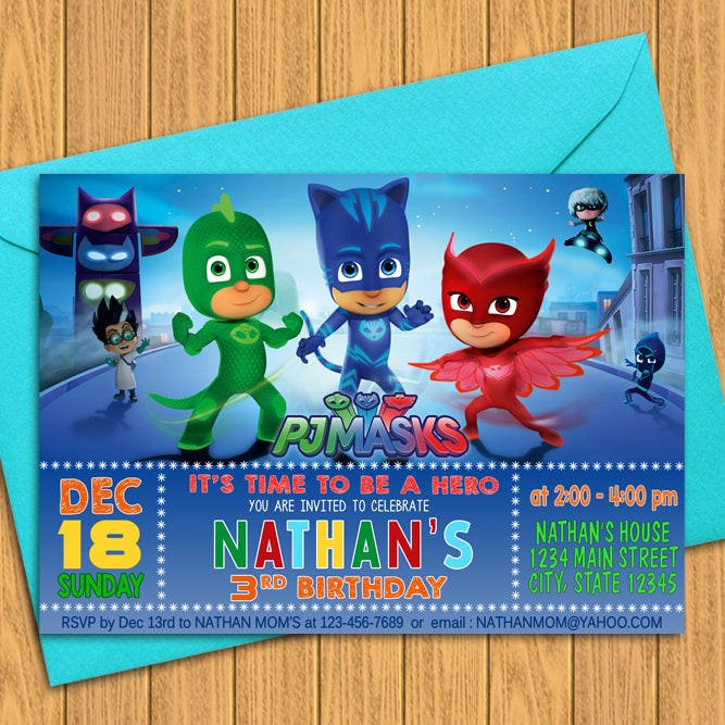 Best ideas about Pj Mask Birthday Invitations
. Save or Pin PJ Masks Invitations PJ Masks Birthday Party Invitation Now.