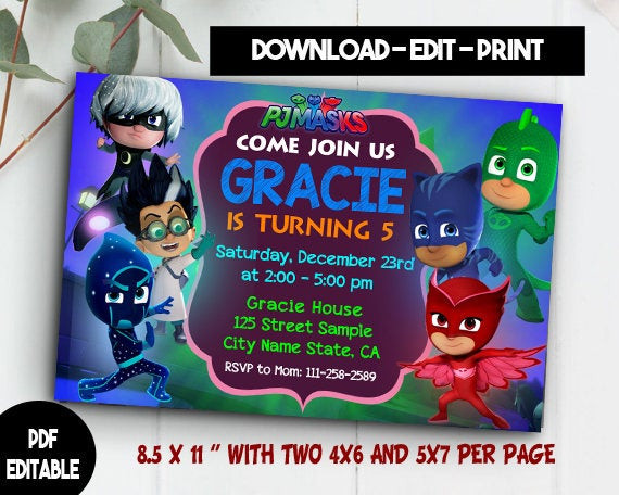 Best ideas about Pj Mask Birthday Invitations
. Save or Pin Pj Masks Birthday Pj Masks Invitation Pj Masks Party Pj Now.