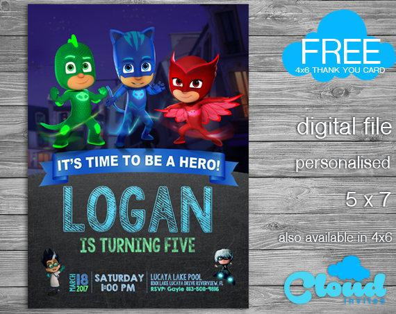 Best ideas about Pj Mask Birthday Invitations
. Save or Pin PJ Masks Pj Mask Invitation Pj mask birthday invitation Pj Now.