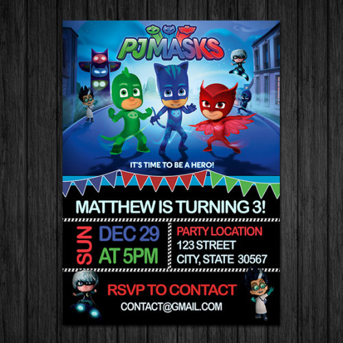 Best ideas about Pj Mask Birthday Invitations
. Save or Pin PJ Masks Birthday Invitation Digital Invitation Now.