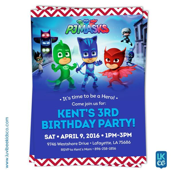 Best ideas about Pj Mask Birthday Invitations
. Save or Pin PJ Masks Invitation Birthday Invitation for Boy or Girl Now.