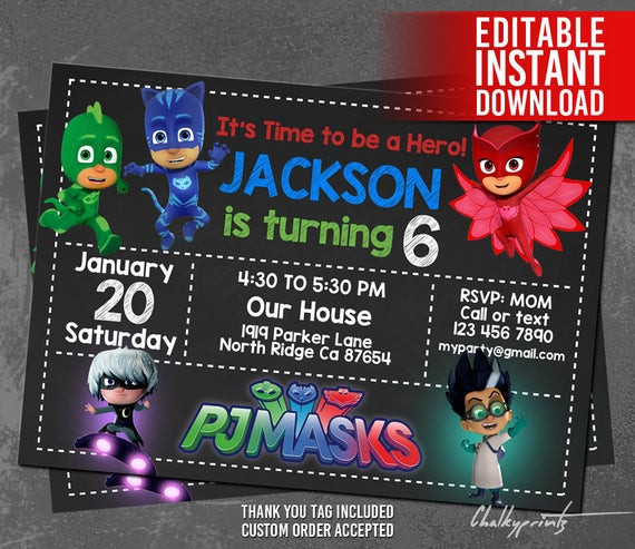 Best ideas about Pj Mask Birthday Invitations
. Save or Pin PJ Masks Invitation Instant Download Pj Masks Invitation Now.