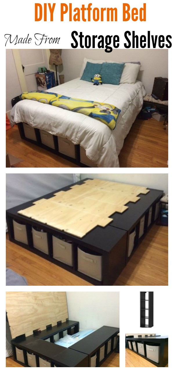 Best ideas about Platform Bed With Storage DIY
. Save or Pin DIY Platform Bed Made From Storage Shelves Now.