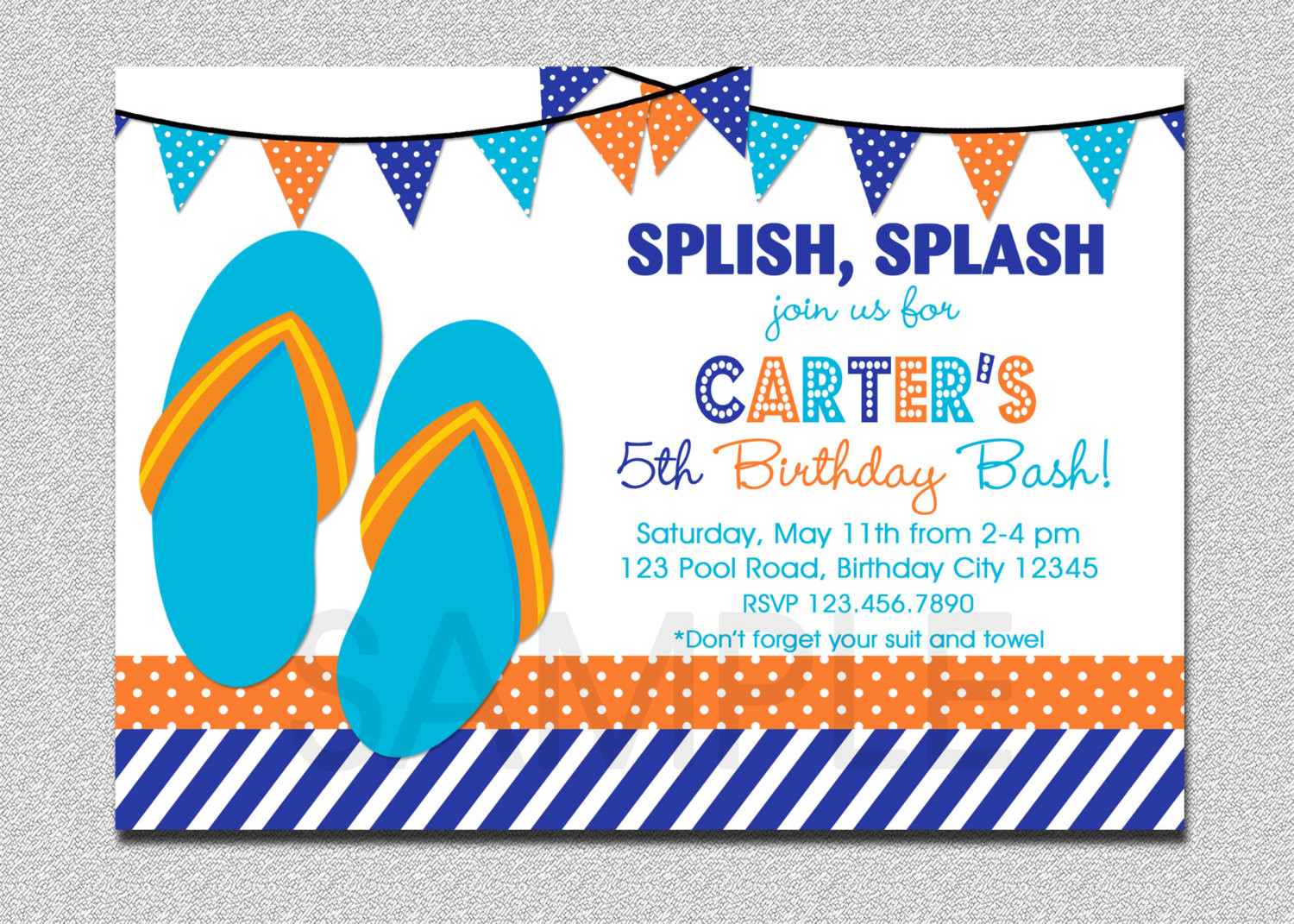 Best ideas about Pool Party Birthday Invitations
. Save or Pin Boys Pool Party Invitation Boys Flip Flops Pool Party Now.