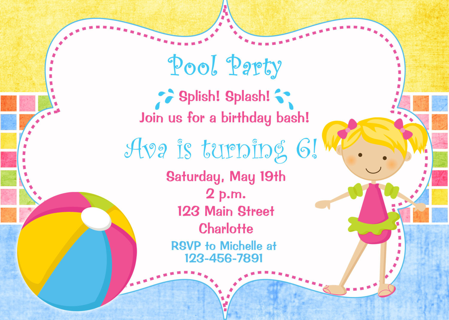 Best ideas about Pool Party Birthday Invitations
. Save or Pin Pool party birthday invitation pool party pool toys Now.