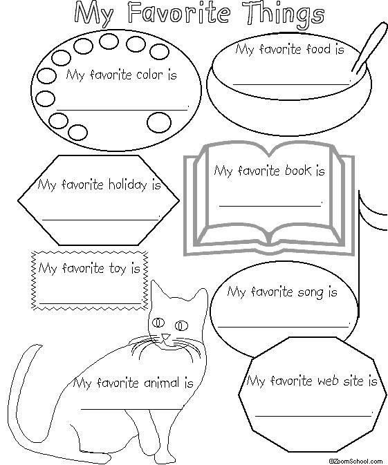 Best ideas about Preschool Coloring Sheets Getting To Know Me
. Save or Pin Favorite things worksheet Carpe Diem Academy Now.