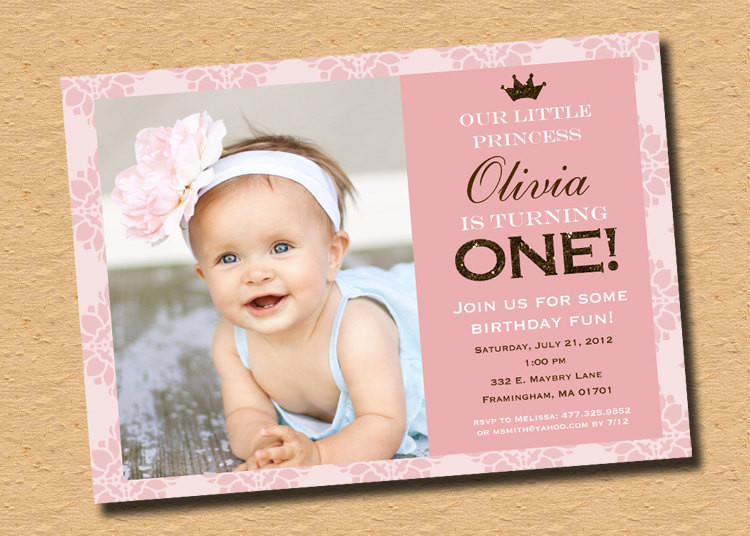 Best ideas about Princess 1st Birthday Invitations
. Save or Pin Little Princess Pink Brown Sparkle First Birthday Party Now.