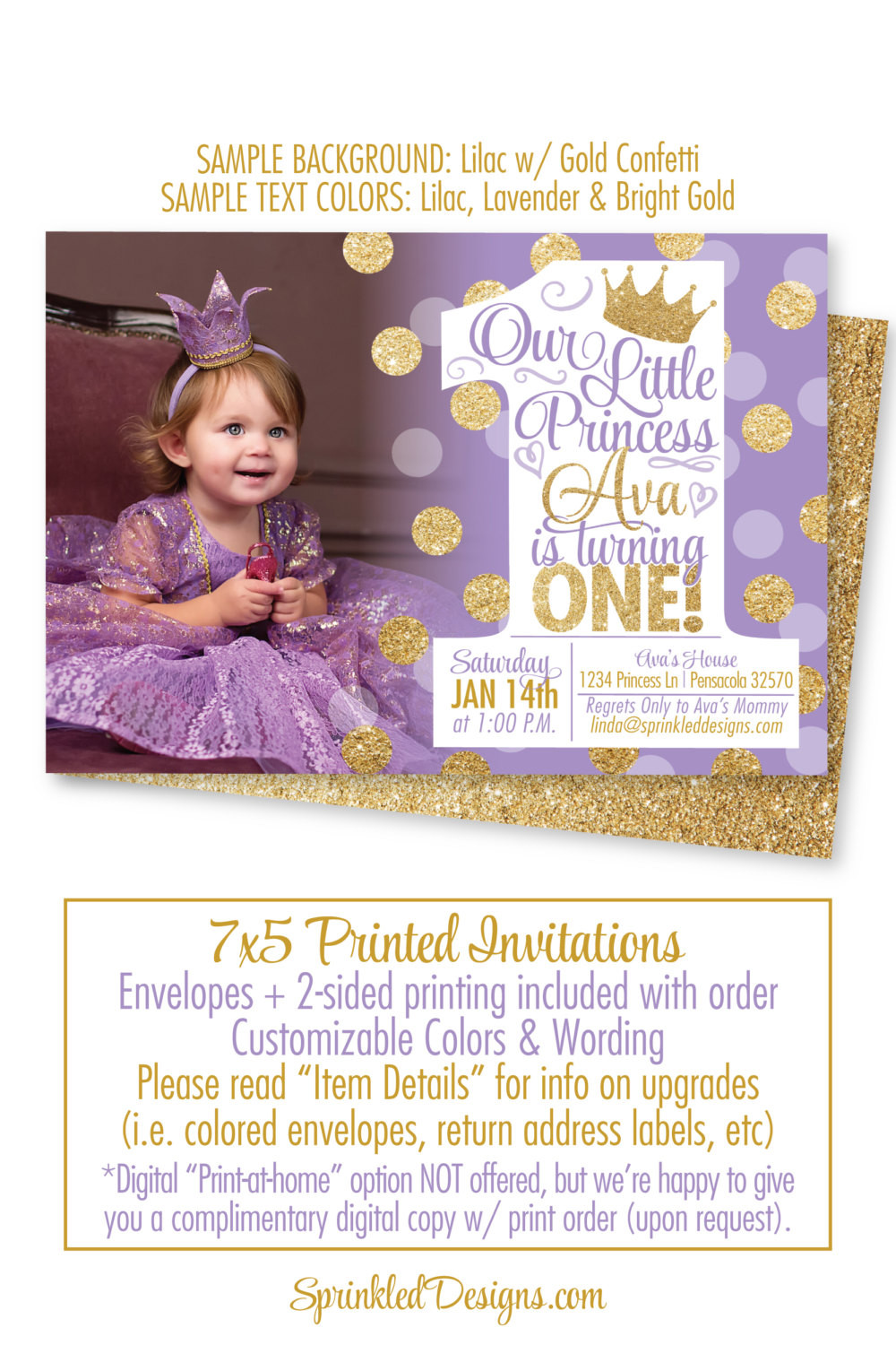 Best ideas about Princess 1st Birthday Invitations
. Save or Pin Princess First Birthday Girl Invitations Purple Gold Glitter Now.