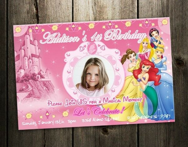 Best ideas about Princess 1st Birthday Invitations
. Save or Pin DISNEY PRINCESS BIRTHDAY PARTY INVITATION CUSTOM INVITES Now.