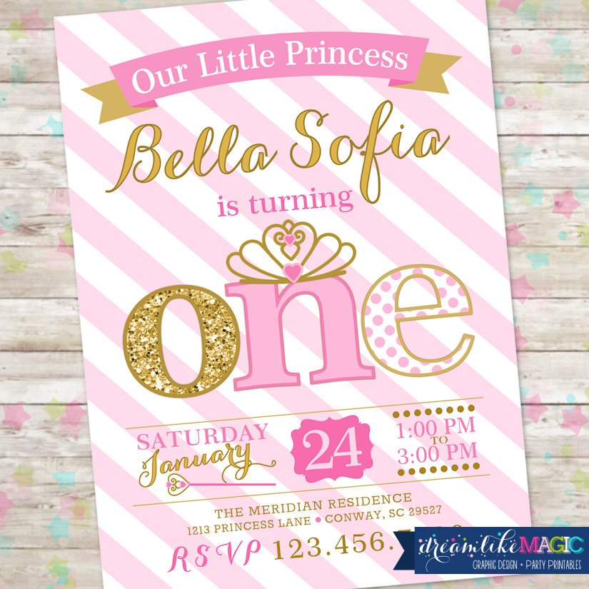 Best ideas about Princess 1st Birthday Invitations
. Save or Pin Princess Birthday Invitation 1st Birthday Party Invite Pink Now.