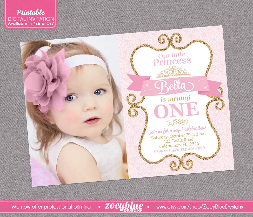 Best ideas about Princess 1st Birthday Invitations
. Save or Pin Princess Birthday Invitation Girl Gold Glitter by Now.