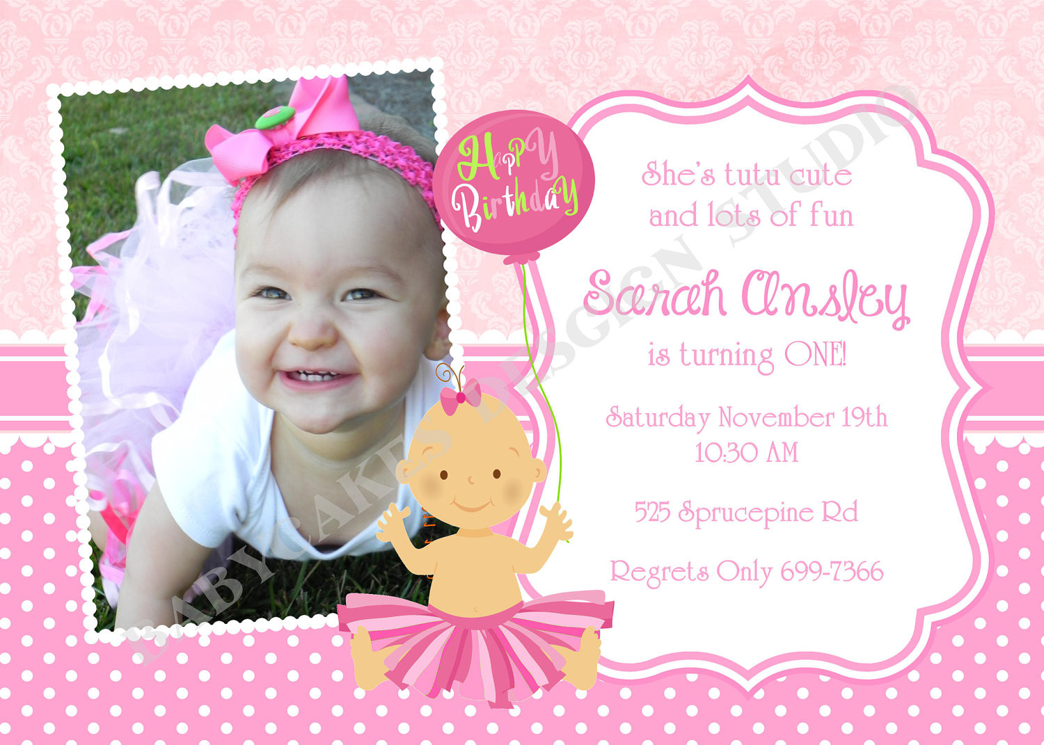 Best ideas about Princess 1st Birthday Invitations
. Save or Pin tutu princess 1st birthday party invitation invite by Now.