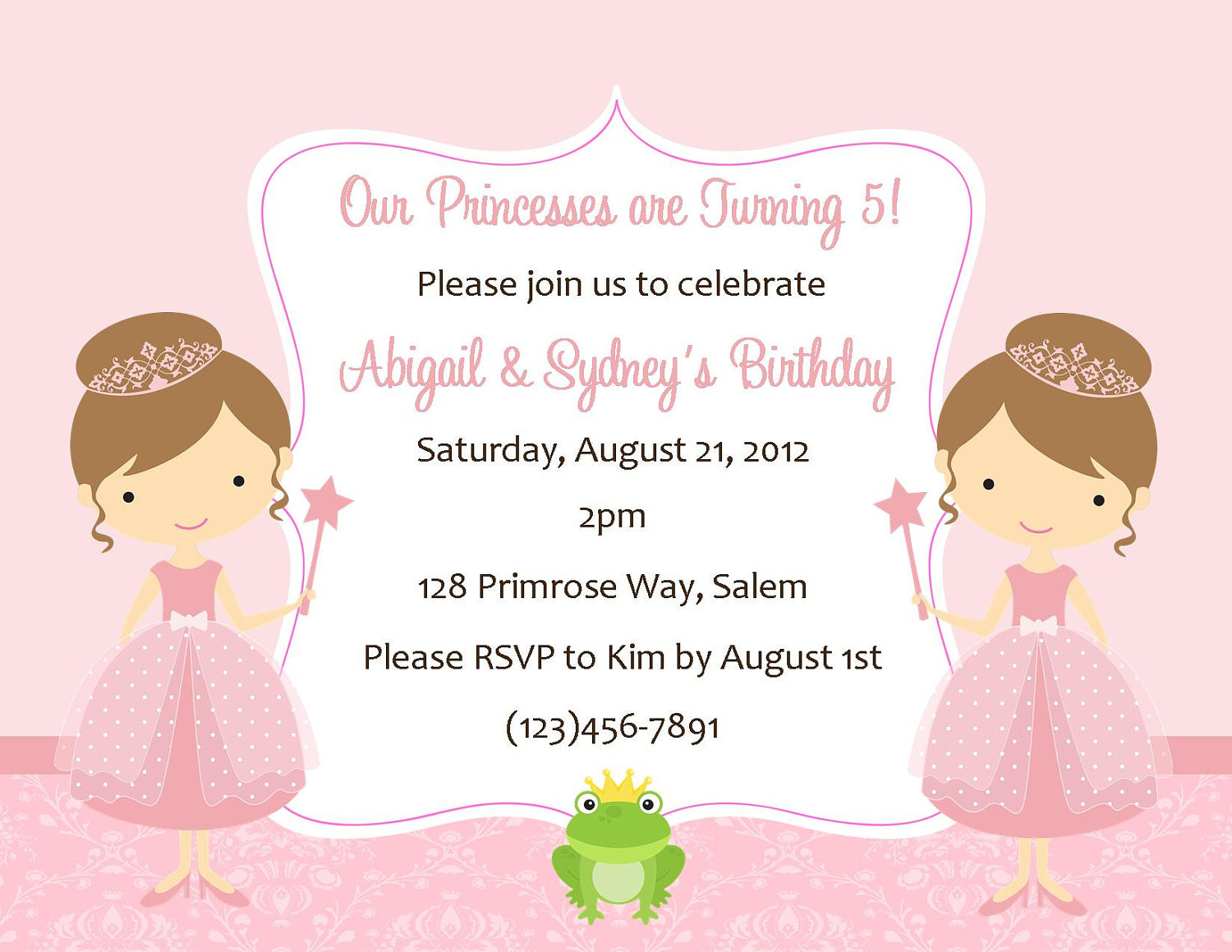 Best ideas about Princess Birthday Invitations
. Save or Pin Twin Princess s Birthday Invitation Digital File Now.
