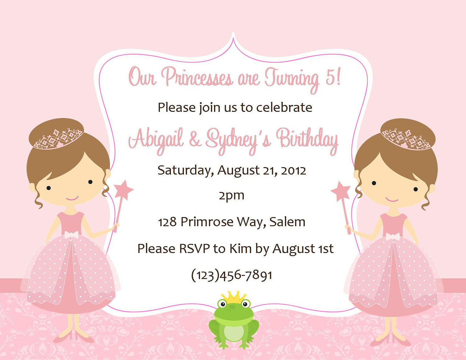 Best ideas about Princess Birthday Party Invitations
. Save or Pin Twin Princess s Birthday Invitation Digital File Now.