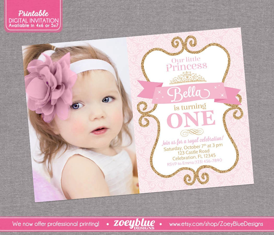 Best ideas about Princess First Birthday Invitations
. Save or Pin Princess Birthday Invitation Girl Gold Glitter by Now.