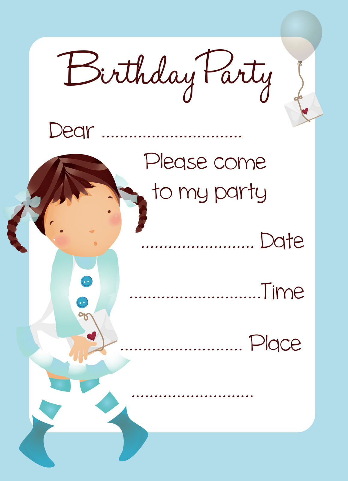 Best ideas about Printable Birthday Invitations For Girl
. Save or Pin Free Balloon Girl Birthday Party Invitation Printable Now.